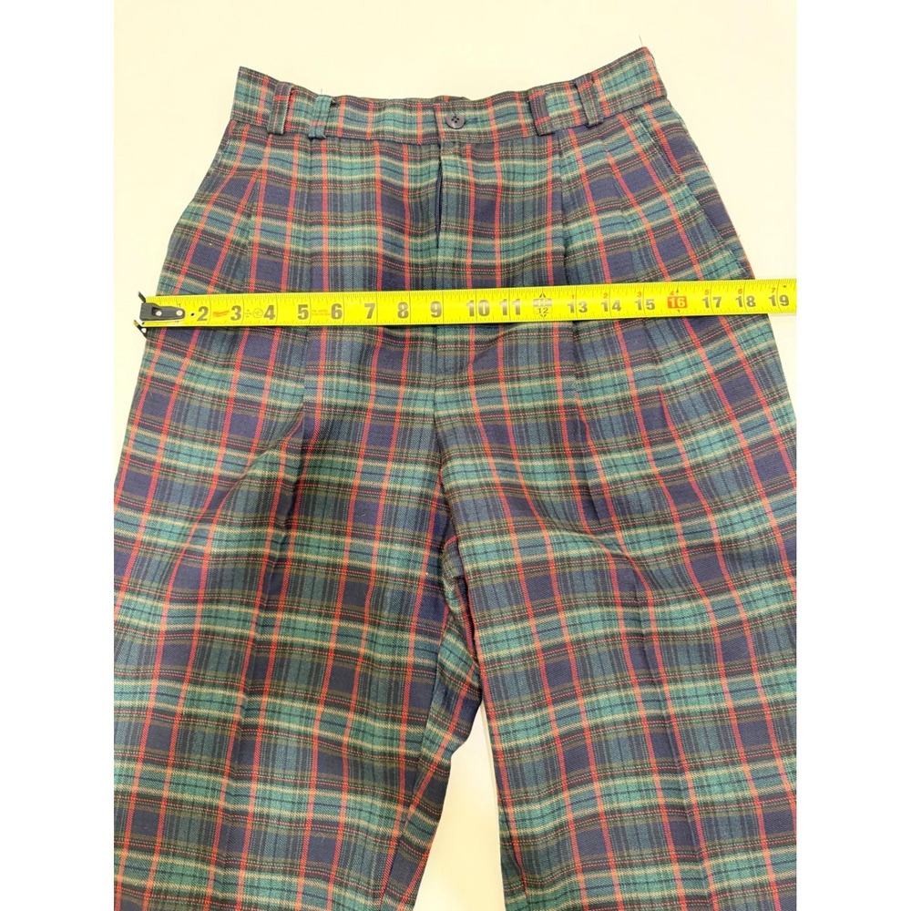 Plaid High Waisted Worthington Pants, Pleated Tapered Leg Vintage Apparel - Picture 7 of 8